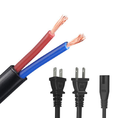 Japanese standard power cord Two Plug With Ground Wire Tail End Power Cord Japan Power Cord  Three Core Plug