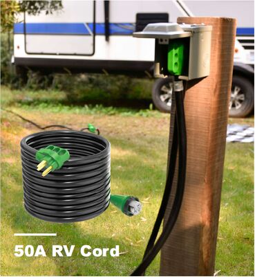 50A RV Power Extension Cord with NEMA 14-50P Plug and Pure Copper Conductors for Heavy Duty RV Use