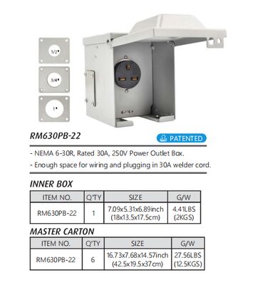 50A NEMA 14-50R RV Power Outlet Box with Weatherproof Enclosure and GFCI Protection