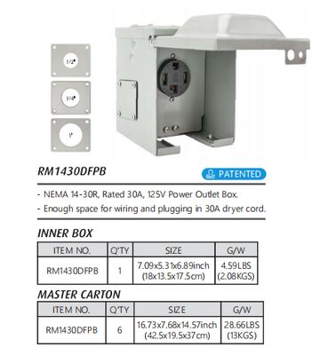 30A 125V Weatherproof RV Power Outlet Box and Electrical Pedestal for Outdoor RV Parks