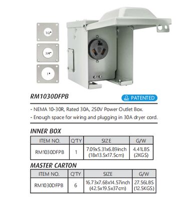 30A 125V Weatherproof RV Power Outlet Box and Electrical Pedestal for Outdoor RV Parks