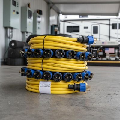 50 Amp RV Power Cord with 6 AWG Copper Conductors and NEMA 14-50 Connectors for Heavy Duty Use