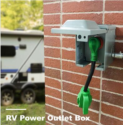 Weatherproof RV Power Outlet Box with 50A NEMA 14-50R and Dual RV Receptacles for Campgrounds